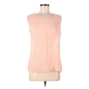 NEW ESCADA Coal Pink Striped Scoop Neck Sleeveless 100% Silk Blouse Size 40
